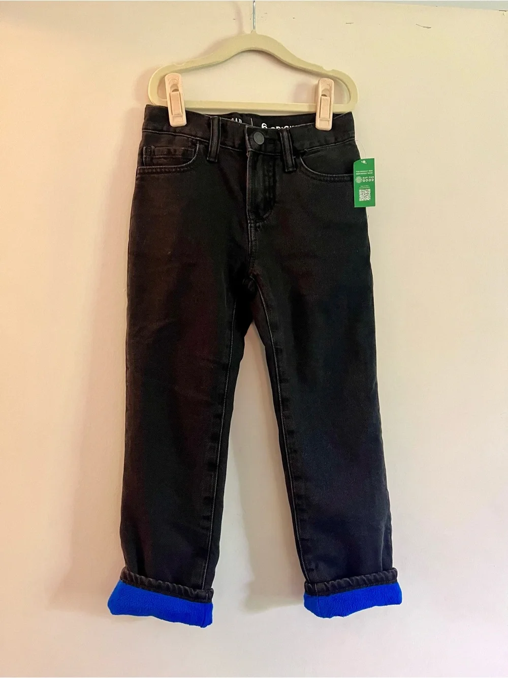 GAP Fleece Lined Black Straight-Leg Kids Jeans NWT